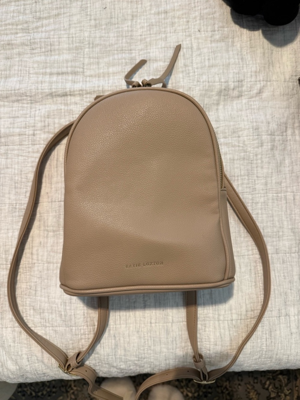 Katie Loxton Pebbled Leather Backpack in Taupe